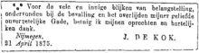 1875 Overlijden Pietje van Dijl [1845 - 1875]  